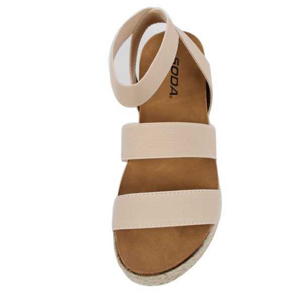 Size 5.5 Nude Open Toe Two Band Strap Ankle Strap - Picture 3 of 6